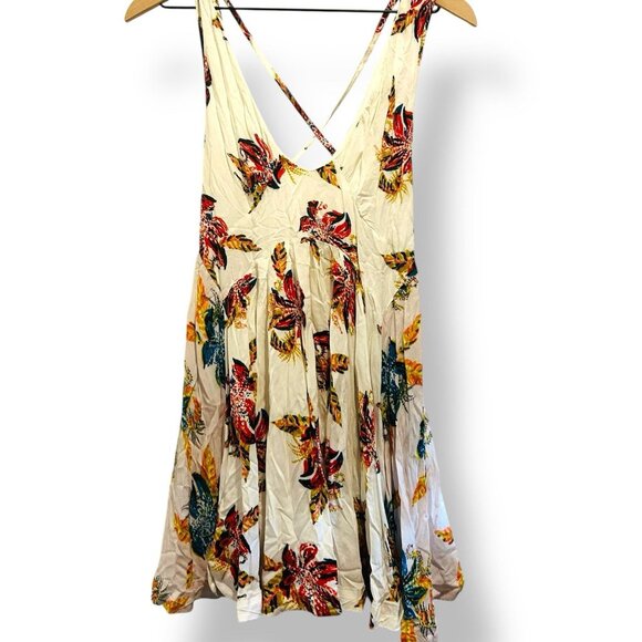Free People Thought I Was Dreamin Boho Floral Mesh Strappy Back Mini Dress XS - Picture 5 of 15